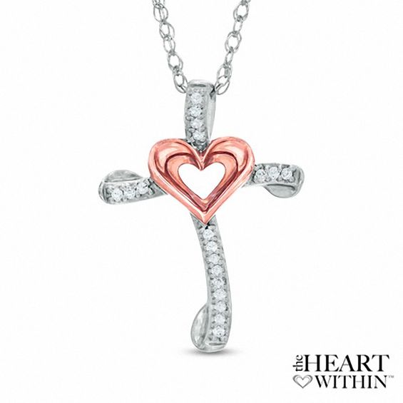 The Heart WithinÂ® Diamond Accent Cross Pendant in 10K Two-Tone Gold