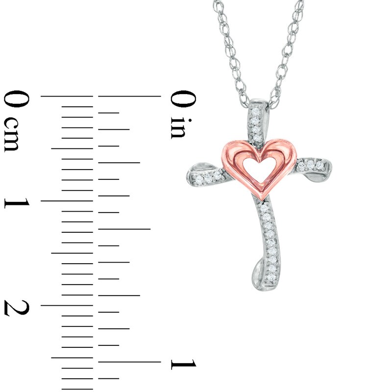 Main Image 2 of Diamond Accent Cross Pendant in 10K Two-Tone Gold