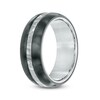 Thumbnail Image 2 of Men's 8.0mm Hammered Center Stripe Two-Tone Titanium Ring - Size 10