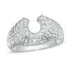 Thumbnail Image 0 of Men's 1/5 CT. T.W. Diamond Nugget Horseshoe Ring in 10K White Gold