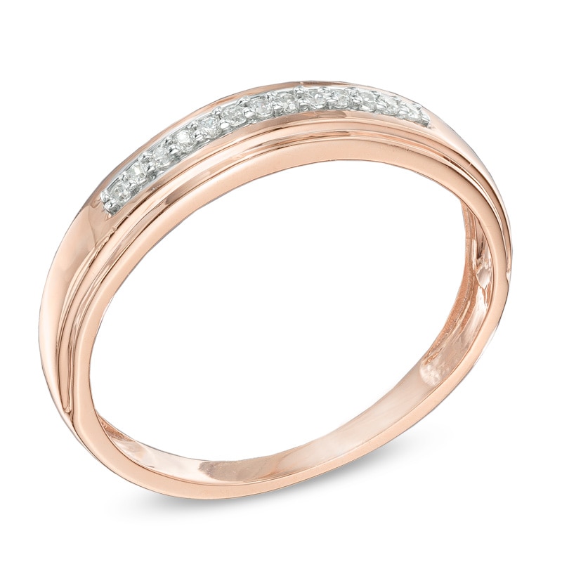 Men's 1/10 CT. T.W. Diamond Wedding Band in 10K Rose Gold