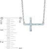 Aquamarine Sideways Cross Necklace in Sterling Silver