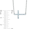 Thumbnail Image 1 of Aquamarine Sideways Cross Necklace in Sterling Silver