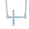 Thumbnail Image 0 of Blue Topaz Sideways Cross Necklace in Sterling Silver