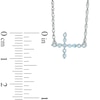 Thumbnail Image 1 of Aquamarine Sideways Cross Necklace in Sterling Silver