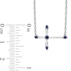 Lab-Created Blue Sapphire Sideways Cross Necklace in Sterling Silver