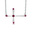 Thumbnail Image 0 of Lab-Created Ruby Sideways Cross Necklace in Sterling Silver