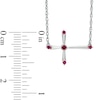 Thumbnail Image 1 of Lab-Created Ruby Sideways Cross Necklace in Sterling Silver