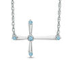 Thumbnail Image 1 of Aquamarine Sideways Cross Necklace in Sterling Silver