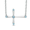 Thumbnail Image 0 of Aquamarine Sideways Cross Necklace in Sterling Silver