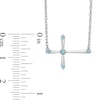 Thumbnail Image 1 of Aquamarine Sideways Cross Necklace in Sterling Silver