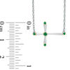 Lab-Created Emerald Sideways Cross Necklace in Sterling Silver