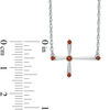 Thumbnail Image 1 of Garnet Sideways Cross Necklace in Sterling Silver