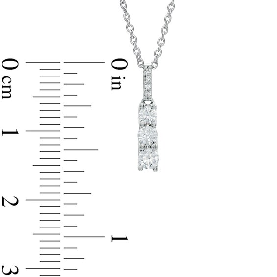 1/3 CT. T.w. Diamond Past Present FutureÂ® Linear Pendant in 10K White Gold
