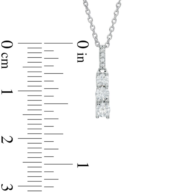 Main Image 2 of 1/3 CT. T.W. Diamond Past Present Future® Linear Pendant in 10K White Gold