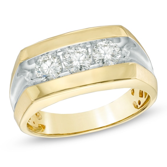 Men's 1 CT. T.W. Diamond Three Stone Wedding Band in 14K Gold | Zales