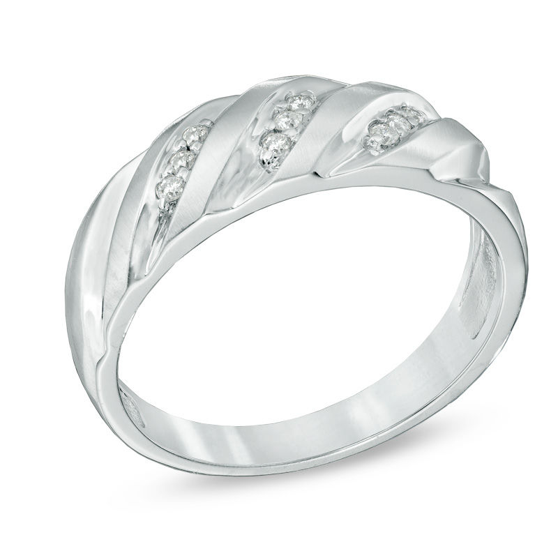Men's 1/10 CT. T.W. Diamond Ring in 10K White Gold