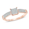 Thumbnail Image 1 of 1/6 CT. T.W. Multi-Diamond Square Frame Promise Ring in 10K Rose Gold