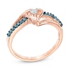 Thumbnail Image 1 of 1/10 CT. T.W. Enhanced Blue and White Diamond Heart Promise Ring in 10K Rose Gold