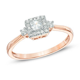 Rose Gold Wedding Rings Zales T W Princess Cut Diamond Frame Promise Ring In 10k Rose