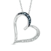 Thumbnail Image 0 of Blue and White Diamond Accent Tilted Heart Pendant in Sterling Silver