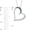 Thumbnail Image 1 of Blue and White Diamond Accent Tilted Heart Pendant in Sterling Silver
