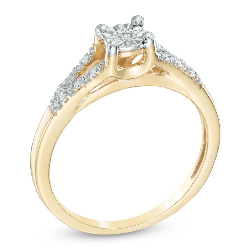 1/20 CT. T.W. Diamond Split Shank Promise Ring in 10K Gold