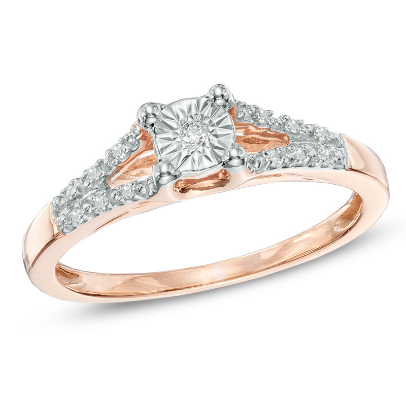 Zales 10K Rose Gold Diamond Split Shank Promise Ring