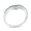 Thumbnail Image 1 of 1/4 CT. T.W. Enhanced Blue and White Diamond Double Row Contour Band in 10K White Gold