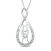 5.0mm Heart-Shaped Lab-Created White Sapphire and Diamond Accent "MOM" Infinity Pendant in Sterling Silver