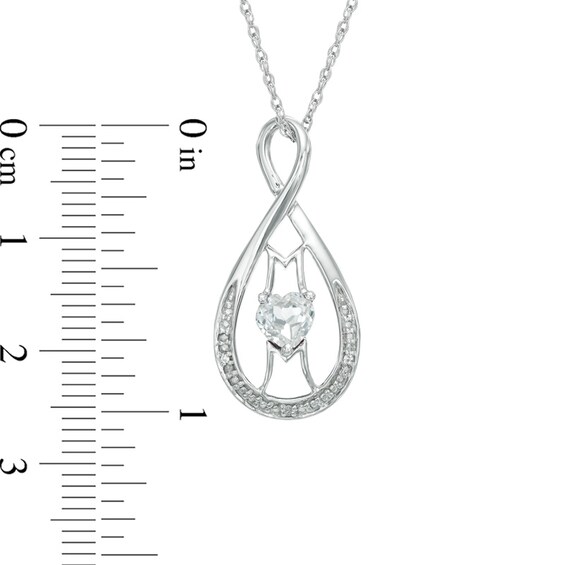 5.0mm Heart-Shaped Lab-Created White Sapphire and Diamond Accent Mom Infinity Pendant in Sterling Silver