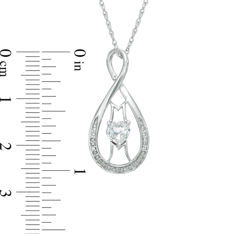 5.0mm Heart-Shaped Lab-Created White Sapphire and Diamond Accent "MOM" Infinity Pendant in Sterling Silver