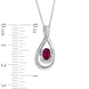 Thumbnail Image 2 of Oval Lab-Created Ruby and Diamond Accent Loop Pendant in Sterling Silver