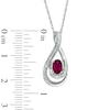 Thumbnail Image 1 of Oval Lab-Created Ruby and Diamond Accent Loop Pendant in Sterling Silver