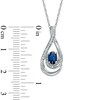 Thumbnail Image 1 of Oval Lab-Created Blue Sapphire and Diamond Accent Loop Pendant in Sterling Silver