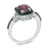 Thumbnail Image 2 of Cushion-Cut Rhodolite Garnet, Black Spinel and  Diamond Accent Ring in Sterling Silver