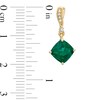 Thumbnail Image 1 of 7.0mm Cushion-Cut Lab-Created Emerald and Diamond Accent Drop Earrings in Sterling Silver with 14K Gold Plate