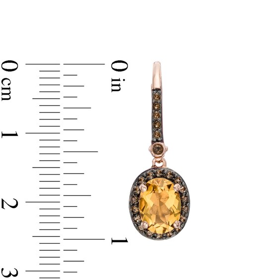 Oval Citrine and Smoky Quartz Frame Drop Earrings in 10K Rose Gold