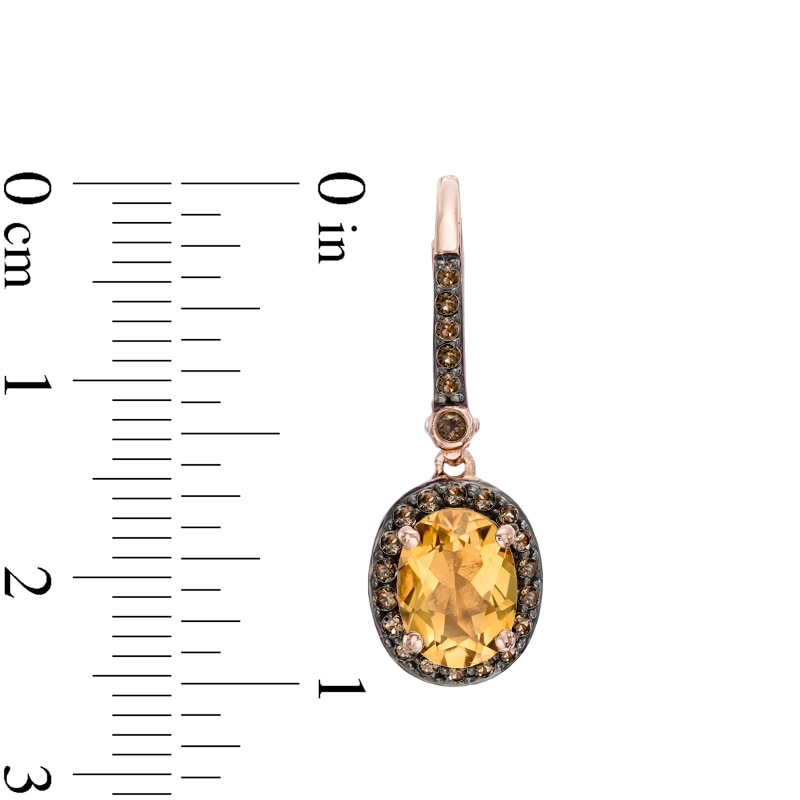 Main Image 2 of Oval Citrine and Smoky Quartz Frame Drop Earrings in 10K Rose Gold