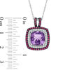 Thumbnail Image 2 of 10.0mm Cushion-Cut Amethyst and Lab-Created Ruby and White Sapphire Pendant in Sterling Silver