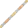 Thumbnail Image 1 of "X" Link Bracelet in 10K Tri-Tone Gold - 7.5"