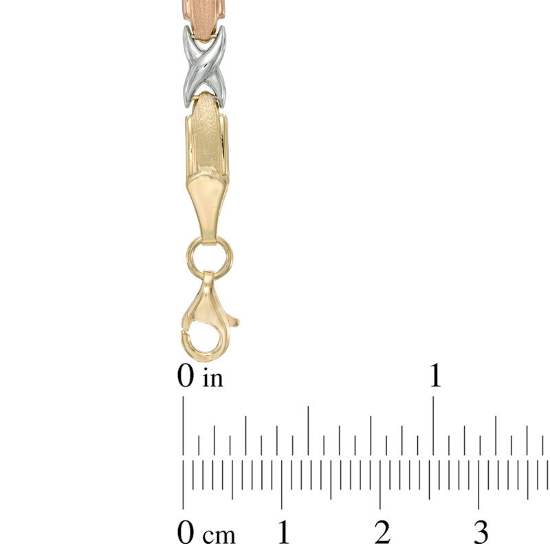 Main Image 2 of "X" Link Bracelet in 10K Tri-Tone Gold - 7.5"