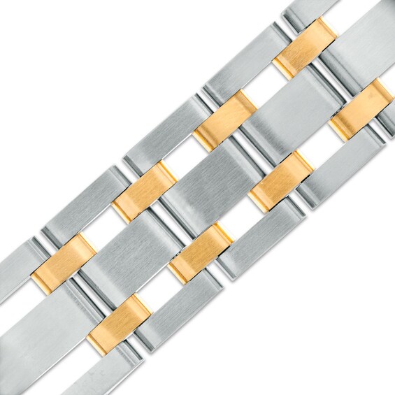Men's 1/4 CT. T.W. Diamond Bracelet in Two-Tone Stainless Steel - 8.75" Men's 1/4 CT. T.W. Diamond Bracelet in Two-Tone Stainless Steel - 8.75"