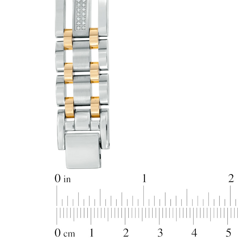 Men's 1/4 CT. T.W. Diamond Bracelet in Two-Tone Stainless Steel - 8.75"