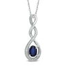 Thumbnail Image 1 of Oval Lab-Created Blue Sapphire and Diamond Accent Infinity Twist Pendant in Sterling Silver