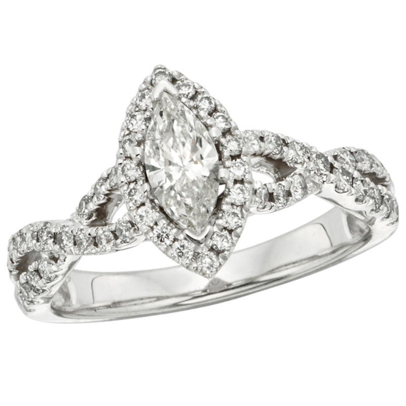 tw certified marquise diamond frame twist shank engagement ring in 14k white gold - Marquise Wedding Rings tw certified marquise diamond frame twist shank engagement ring in 14k white gold - Marquise Wedding Rings