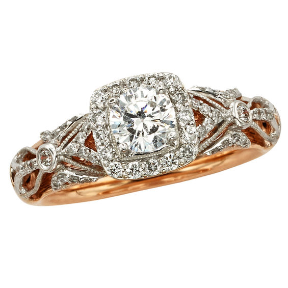 7/8 CT. T.W. Certified Princess-Cut Diamond Frame Engagement Ring in ...