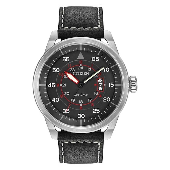 Men's Citizen Eco-DriveÂ® Strap Watch with Black Dial (Model: Aw1361-01E)