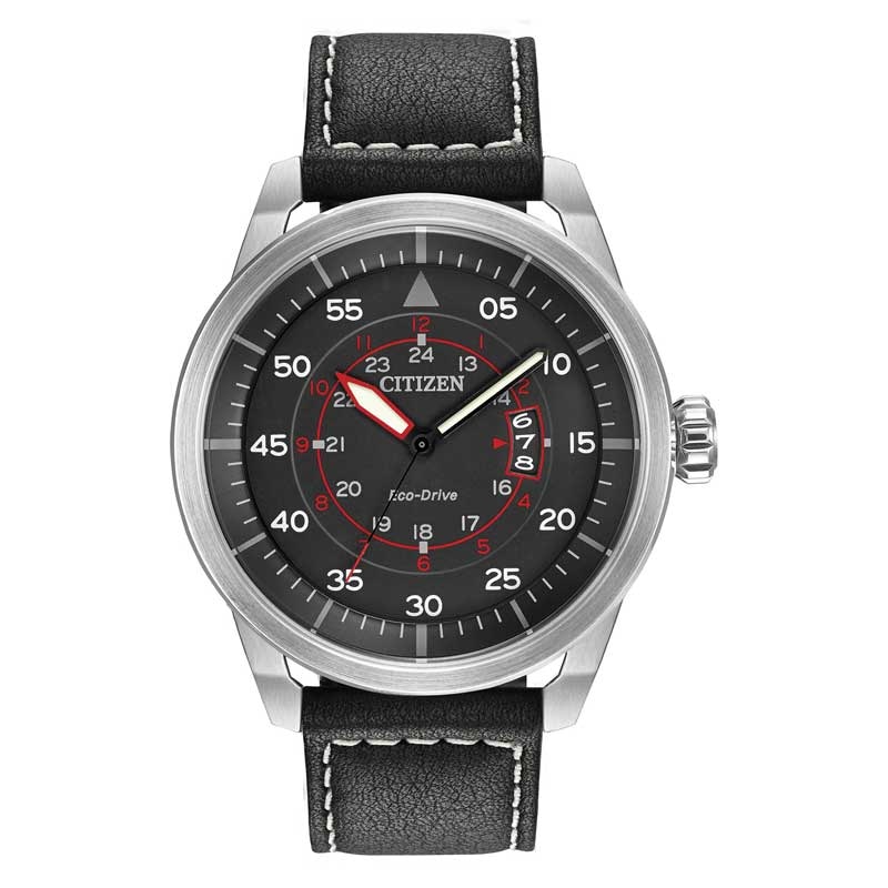Main Image 1 of Men's Citizen Eco-Drive® Strap Watch with Black Dial (Model: AW1361-01E)