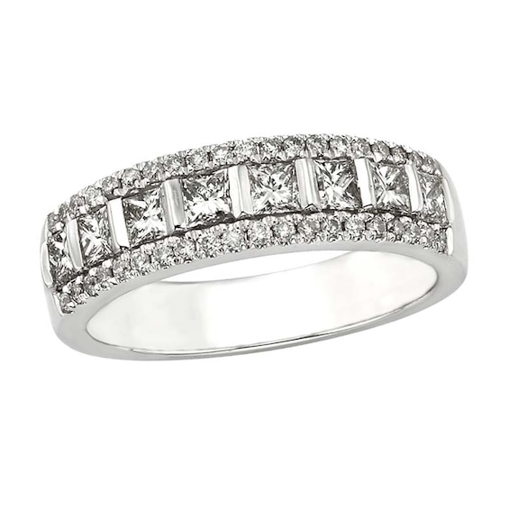 7/8 CT. T.w. Certified Princess-Cut Diamond Anniversary Band in 14K White Gold (I/I2)